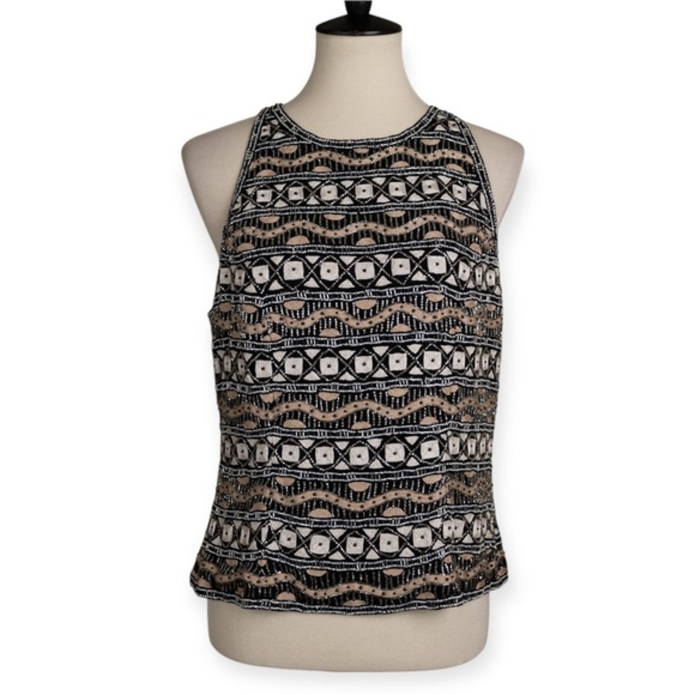 Chaudry Full Sequin Silk Top Art Deco Cocktail Glam Special Occasion Sz M NEW - Picture 4 of 11
